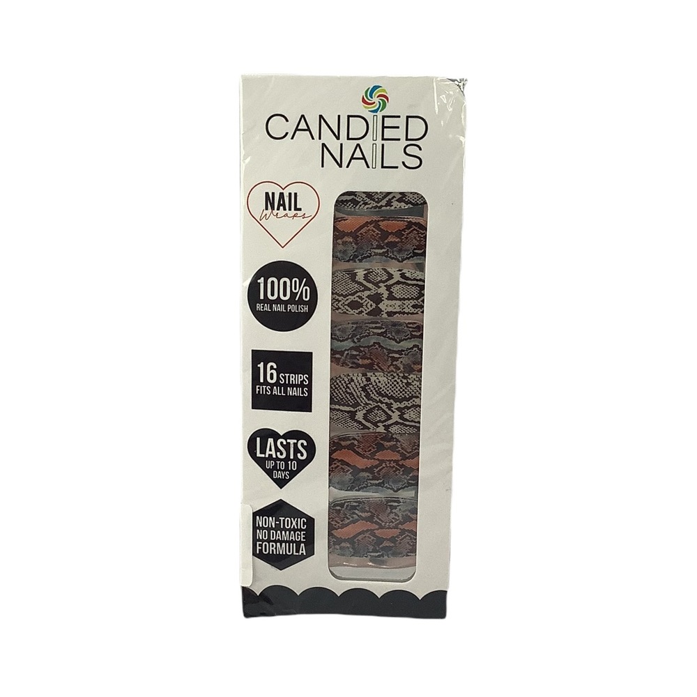 Candied Nails Copper Cobra Snake Reptile Nail Wraps 16 Pc Set Non-Toxic Adult - Picture 2 of 4